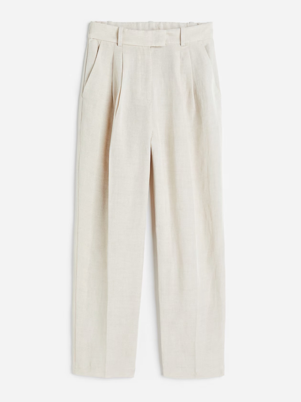 H&M Cream High-Waist Linen Blend Tapered Trouser Pants 10